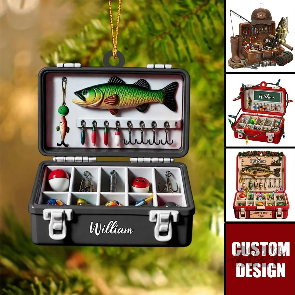 Personalized Fishing Tackle Box Custom Name Christmas Tree Ornament 9 Personalized Fishing Tackle Box Custom Name Christmas Tree Ornament