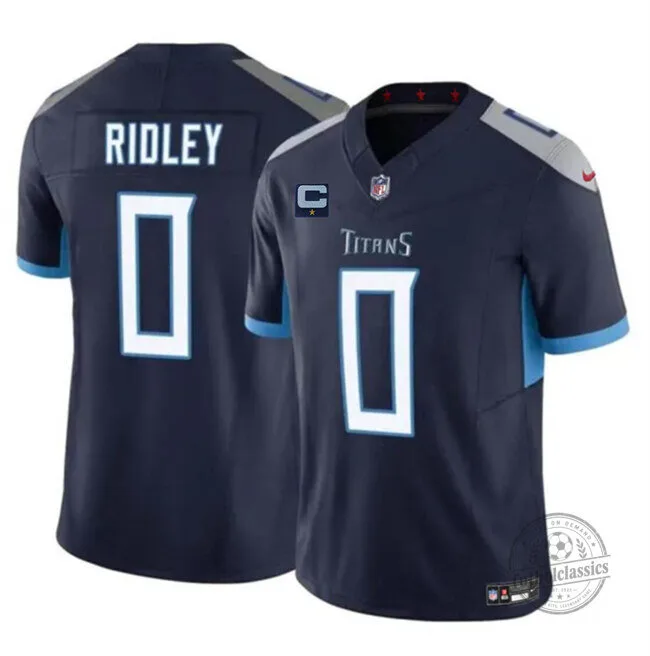 Tennessee Titans Calvin Ridley Number 0 Navy Blue Football Jersey