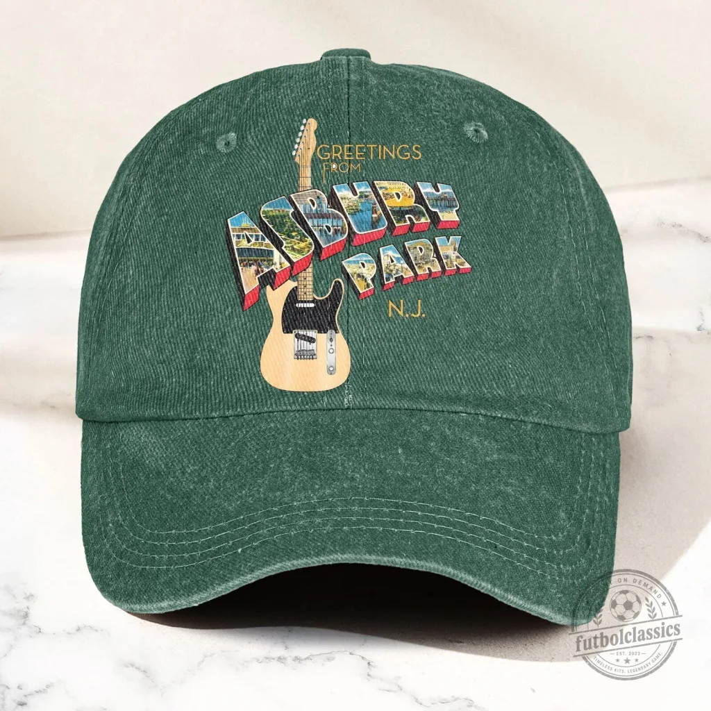 Bruce Springsteen Greetings From Asbury Park New Jersey Vintage Denim Cap Hat Bruce Springsteen Greetings From Asbury Park New Jersey Vintage Denim Cap Hat