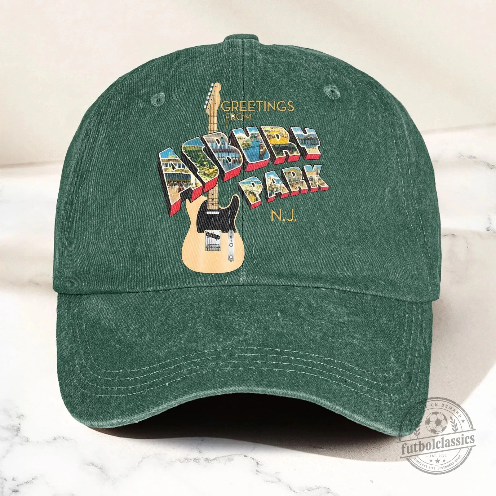 Bruce Springsteen Greetings From Asbury Park New Jersey Vintage Denim Cap Hat