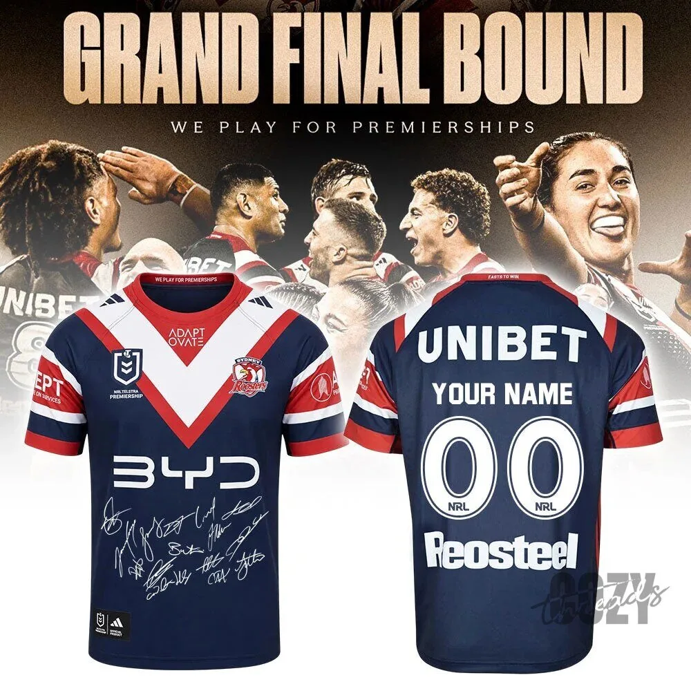 Sydney Roosters NRL Rugby League 2026 Premiers Custom Name and Number Jersey