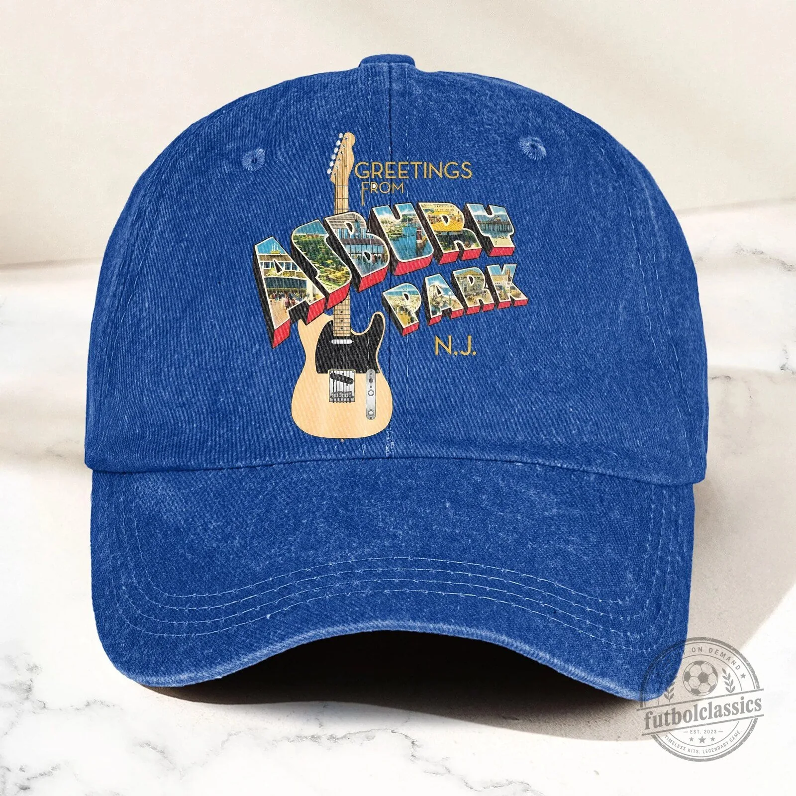 Bruce Springsteen Greetings From Asbury Park New Jersey Vintage Denim Cap Hat 13 Bruce Springsteen Greetings From Asbury Park New Jersey Vintage Denim Cap Hat