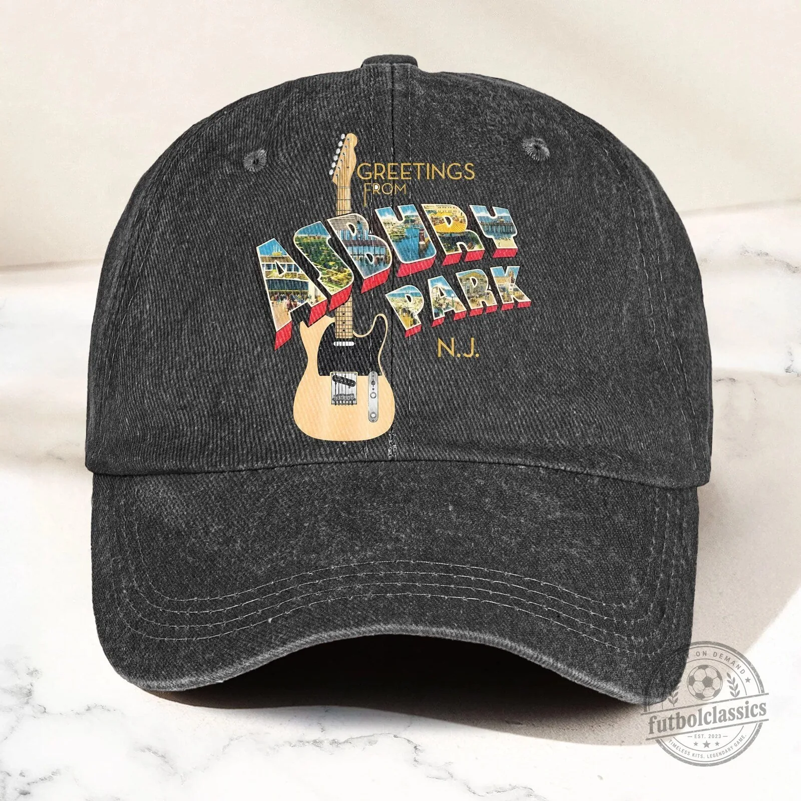 Bruce Springsteen Greetings From Asbury Park New Jersey Vintage Denim Cap Hat 14 Bruce Springsteen Greetings From Asbury Park New Jersey Vintage Denim Cap Hat