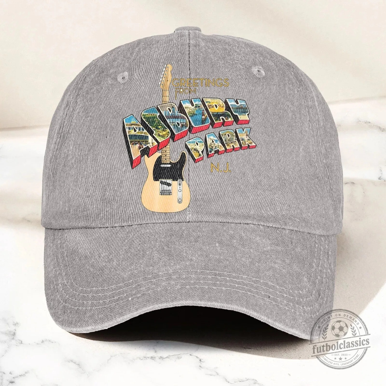 Bruce Springsteen Greetings From Asbury Park New Jersey Vintage Denim Cap Hat 16 Bruce Springsteen Greetings From Asbury Park New Jersey Vintage Denim Cap Hat
