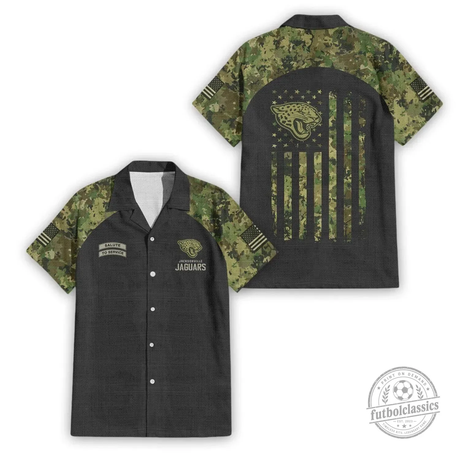 Jacksonville Jaguars Military Camouflage Salute To Service Hawaiian Shirt