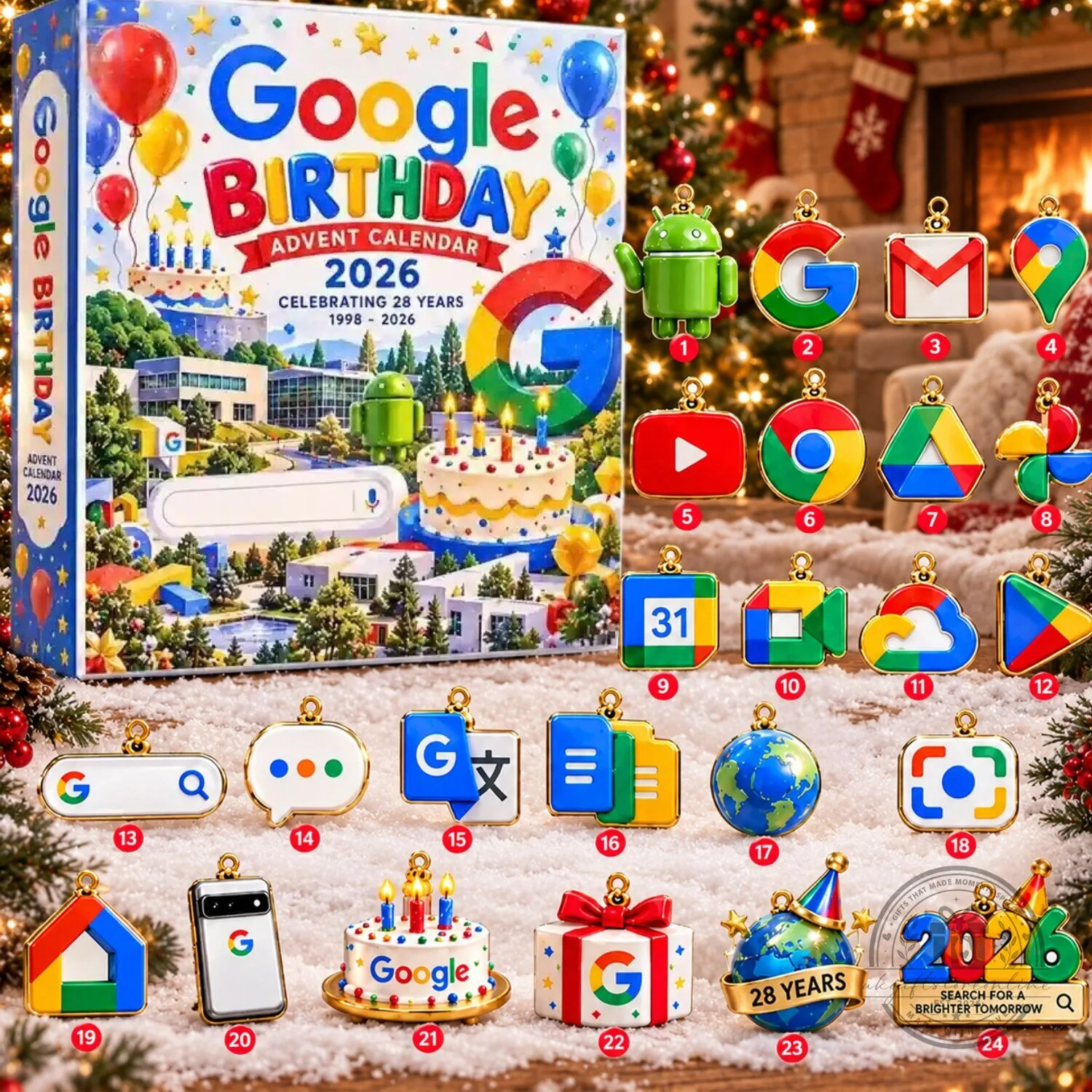 Social Media Icons Advent Calendar 2026 24 Day Christmas Countdown Calendar