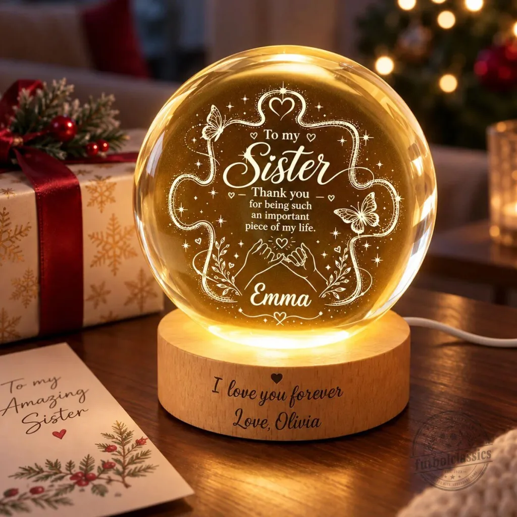 Personalized Sister Thank You Crystal Ball LED Night Light Personalized Sister Thank You Crystal Ball LED Night Light