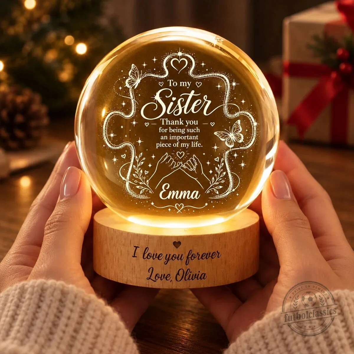 Personalized Sister Thank You Crystal Ball LED Night Light 12 Personalized Sister Thank You Crystal Ball LED Night Light