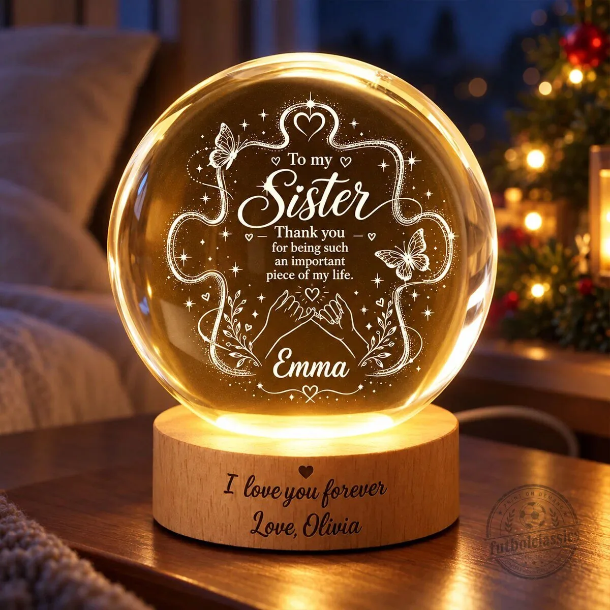 Personalized Sister Thank You Crystal Ball LED Night Light 16 Personalized Sister Thank You Crystal Ball LED Night Light