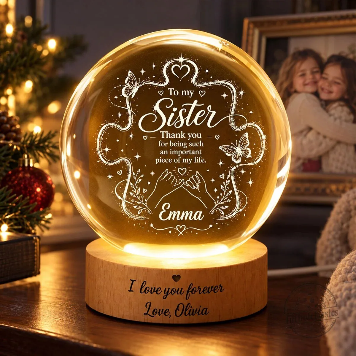 Personalized Sister Thank You Crystal Ball LED Night Light 17 Personalized Sister Thank You Crystal Ball LED Night Light