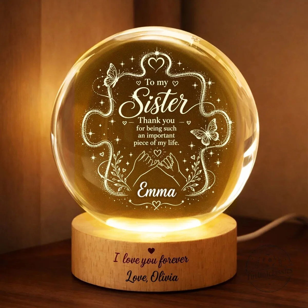 Personalized Sister Thank You Crystal Ball LED Night Light 19 Personalized Sister Thank You Crystal Ball LED Night Light