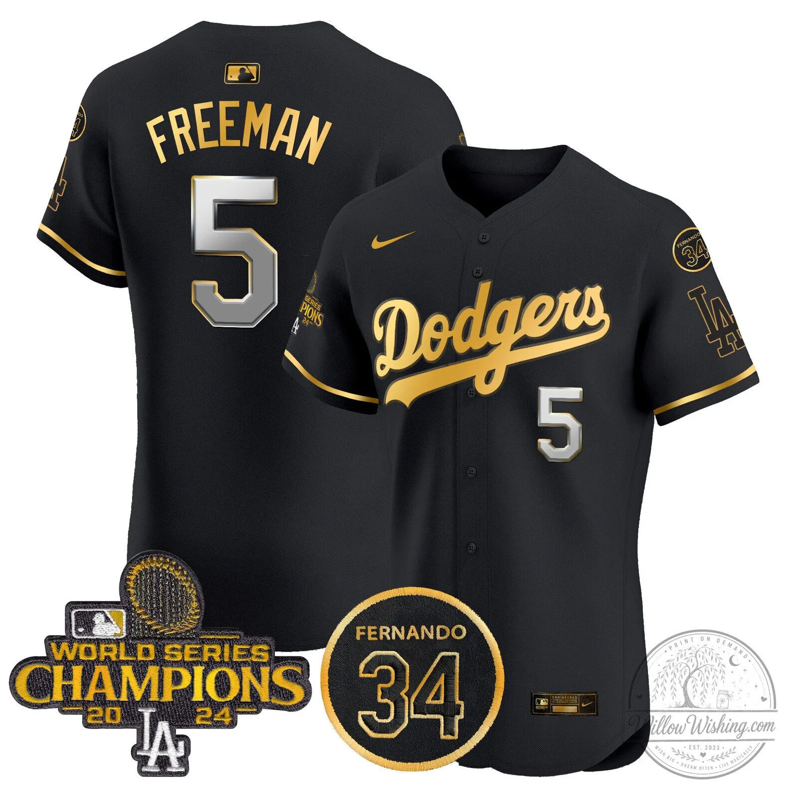 Los Angeles Dodgers Fernando Valenzuela 2024 World Series Champions Black Baseball Jersey 56 Los Angeles Dodgers Fernando Valenzuela 2024 World Series Champions Black Baseball Jersey