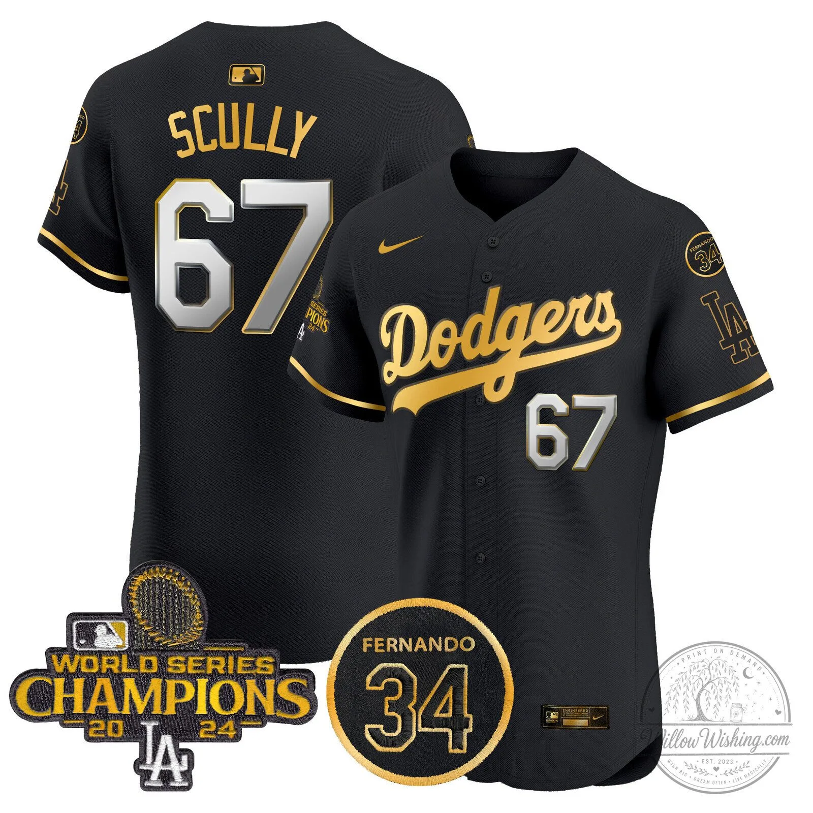 Los Angeles Dodgers Fernando Valenzuela 2024 World Series Champions Black Baseball Jersey 59 Los Angeles Dodgers Fernando Valenzuela 2024 World Series Champions Black Baseball Jersey