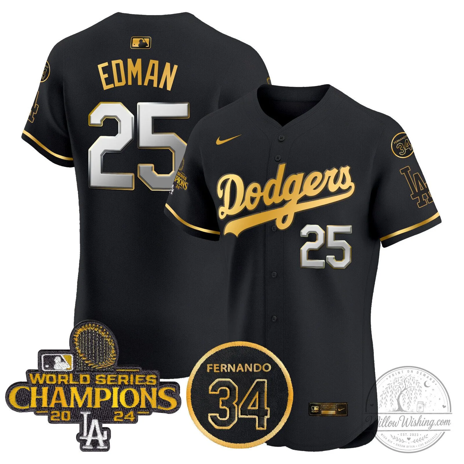 Los Angeles Dodgers Fernando Valenzuela 2024 World Series Champions Black Baseball Jersey 62 Los Angeles Dodgers Fernando Valenzuela 2024 World Series Champions Black Baseball Jersey