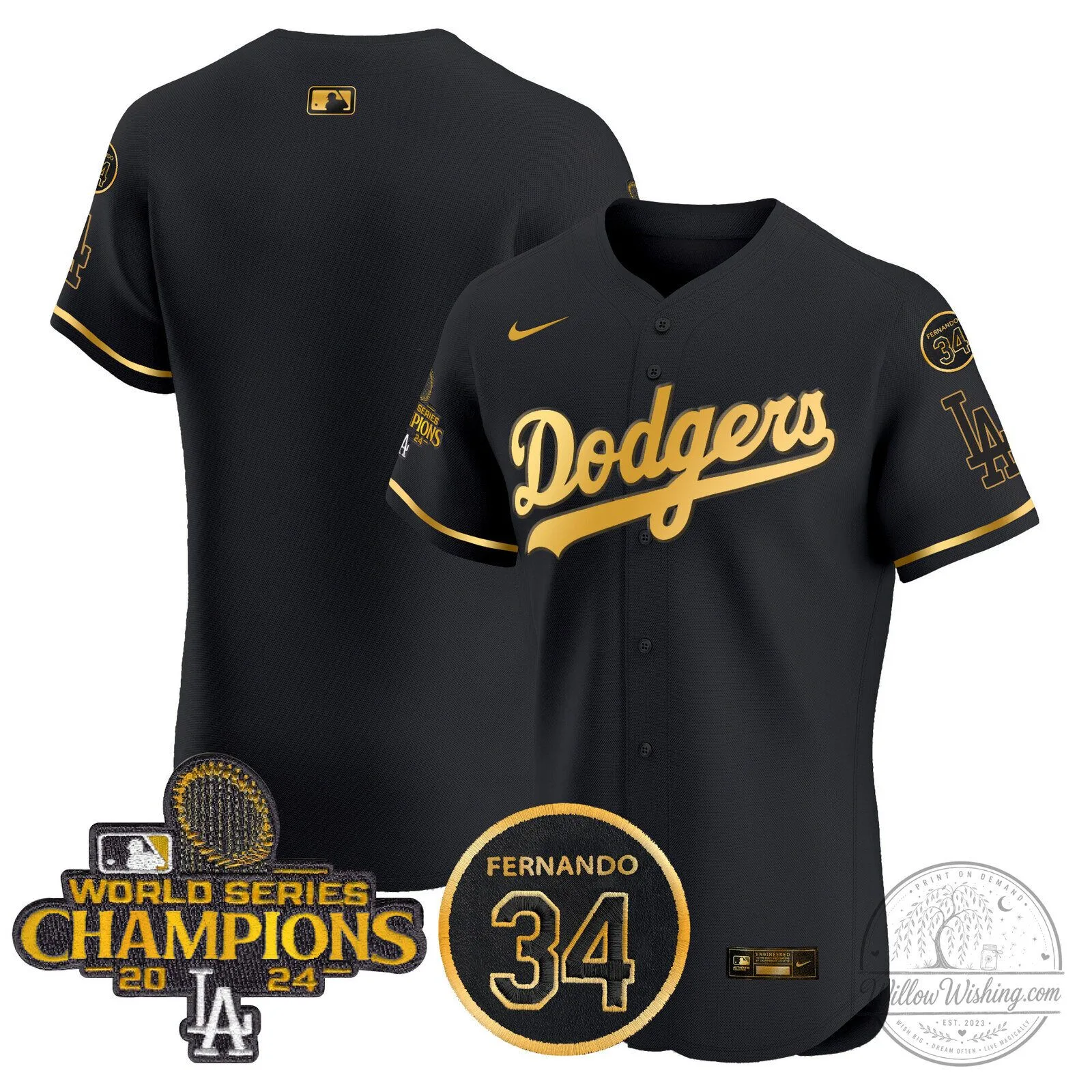 Los Angeles Dodgers Fernando Valenzuela 2024 World Series Champions Black Baseball Jersey 63 Los Angeles Dodgers Fernando Valenzuela 2024 World Series Champions Black Baseball Jersey