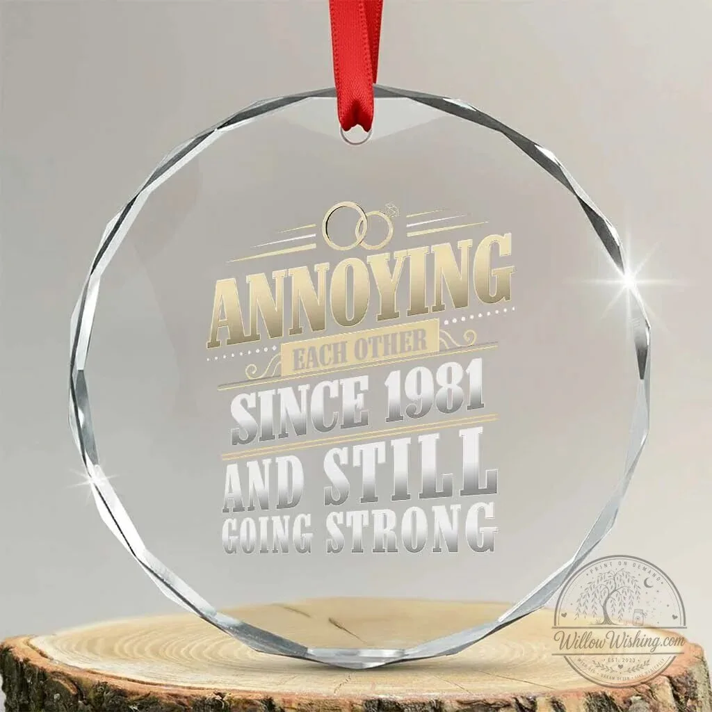 45th Wedding Anniversary Crystal Glass Ornament Annoying Each Other Since 1981 1 45th Wedding Anniversary Crystal Glass Ornament Annoying Each Other Since 1981
