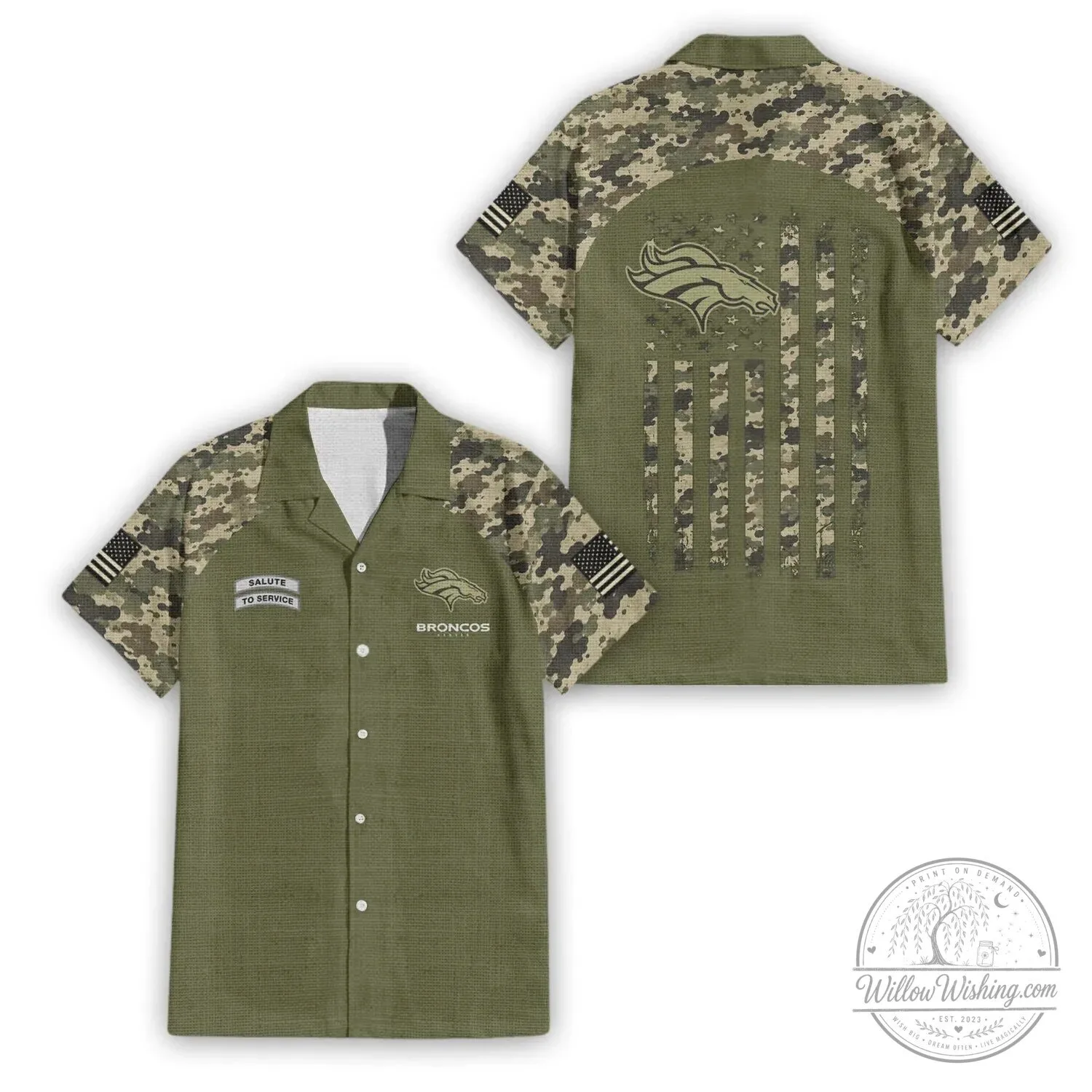 Denver Broncos Salute To Service Camouflage Hawaiian Shirt