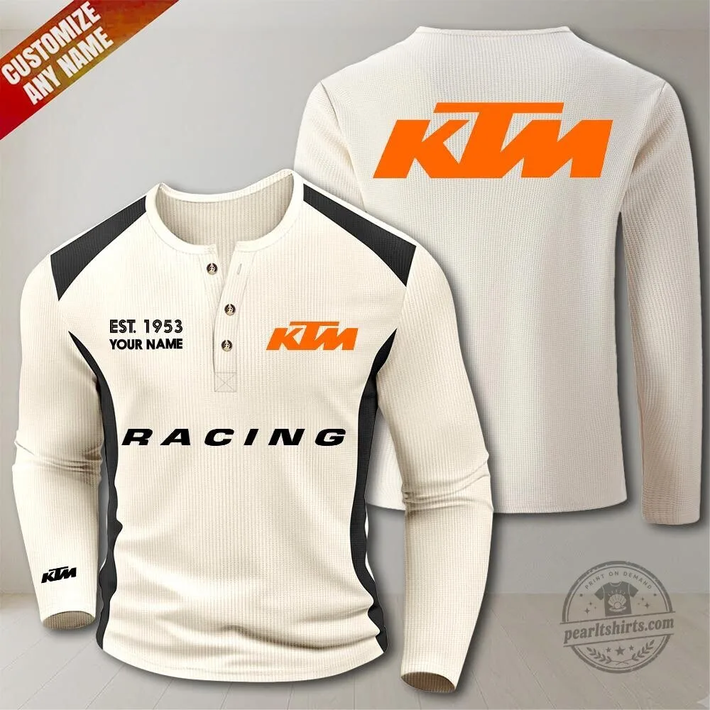 KTM Racing Est 1953 Personalized Long Sleeve Henley Shirt