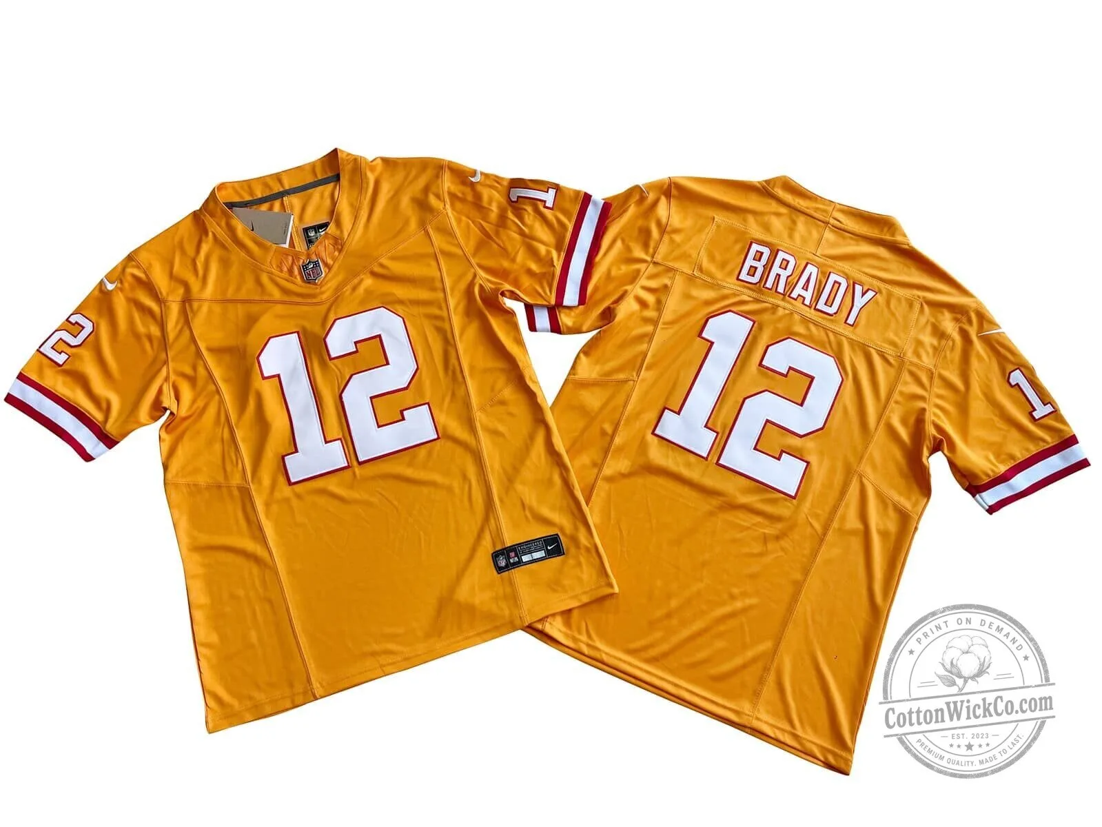 Tom Brady Tampa Bay Buccaneers Orange Football Jersey Number 12