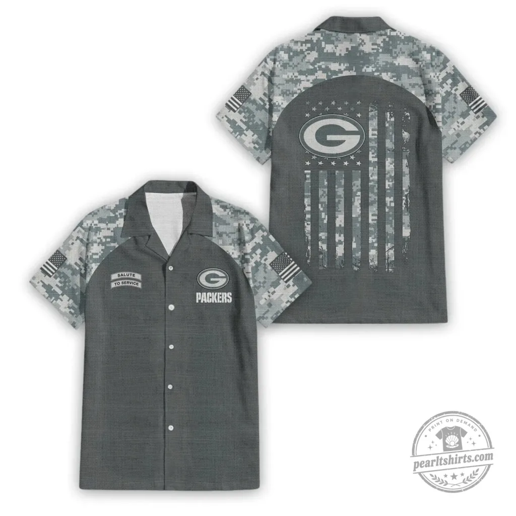 Hawaiian Shirt in Camouflage for Green Bay Packers Salute To Service Hawaiian Shirt in Camouflage for Green Bay Packers Salute To Service