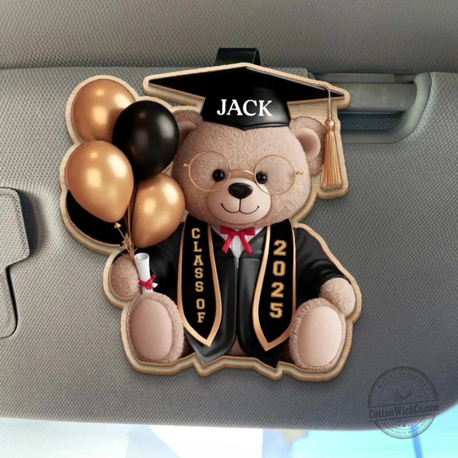 Personalized Graduation Teddy Bear Car Visor Clip for Class of 2025 Graduate