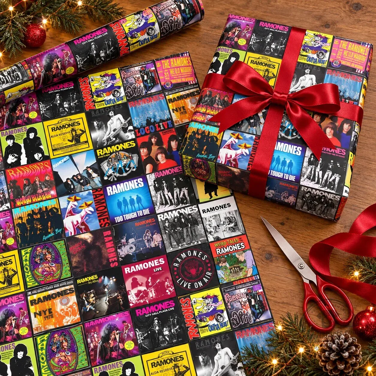 Ramones Album Cover Collage Wrapping Paper Roll for Music Fans