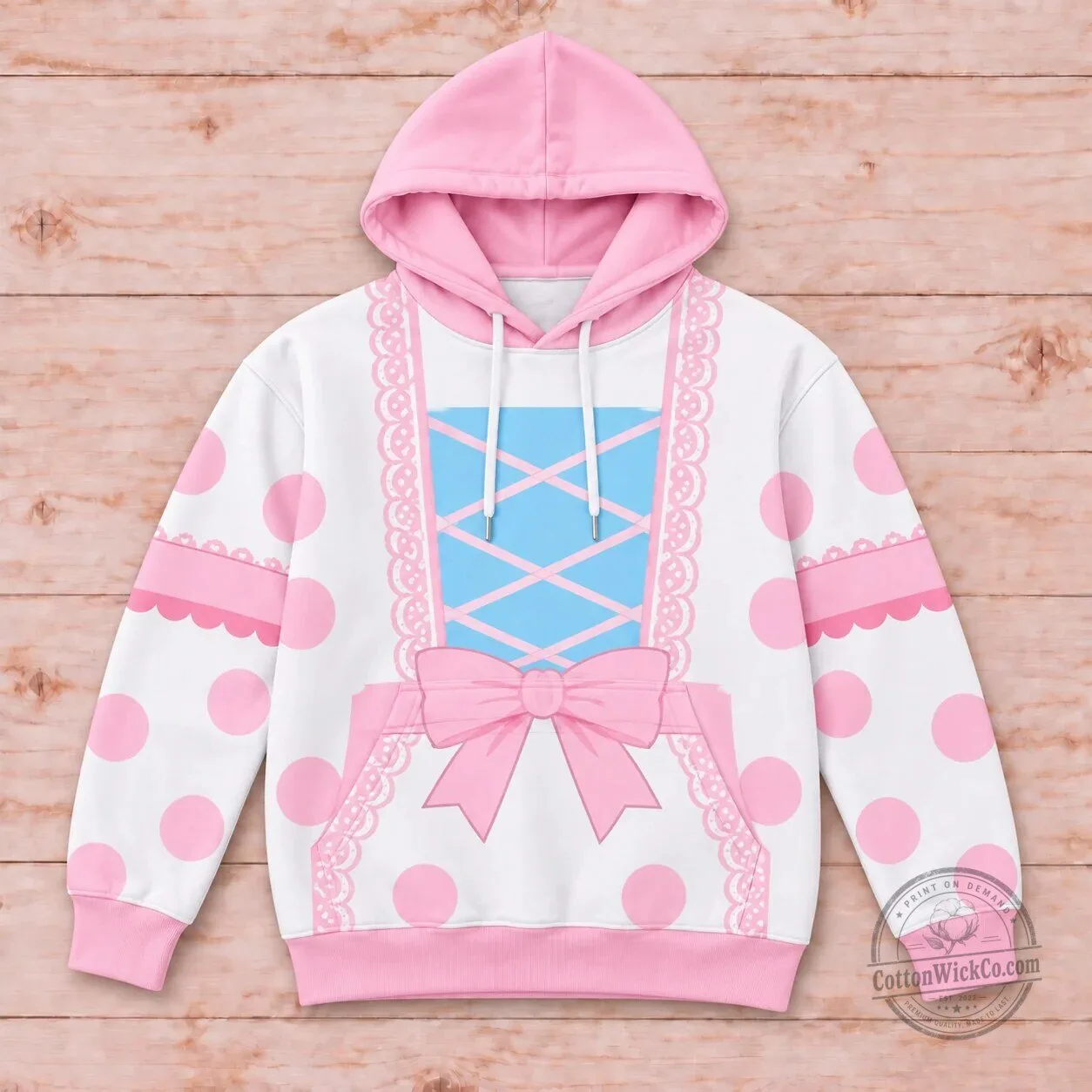 Pink Polka Dot Shepherdess Costume All Over Print Hoodie 7 Pink Polka Dot Shepherdess Costume All Over Print Hoodie