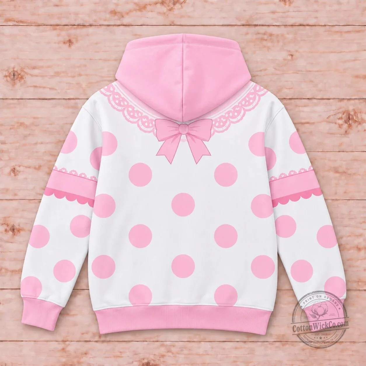Pink Polka Dot Shepherdess Costume All Over Print Hoodie 8 Pink Polka Dot Shepherdess Costume All Over Print Hoodie