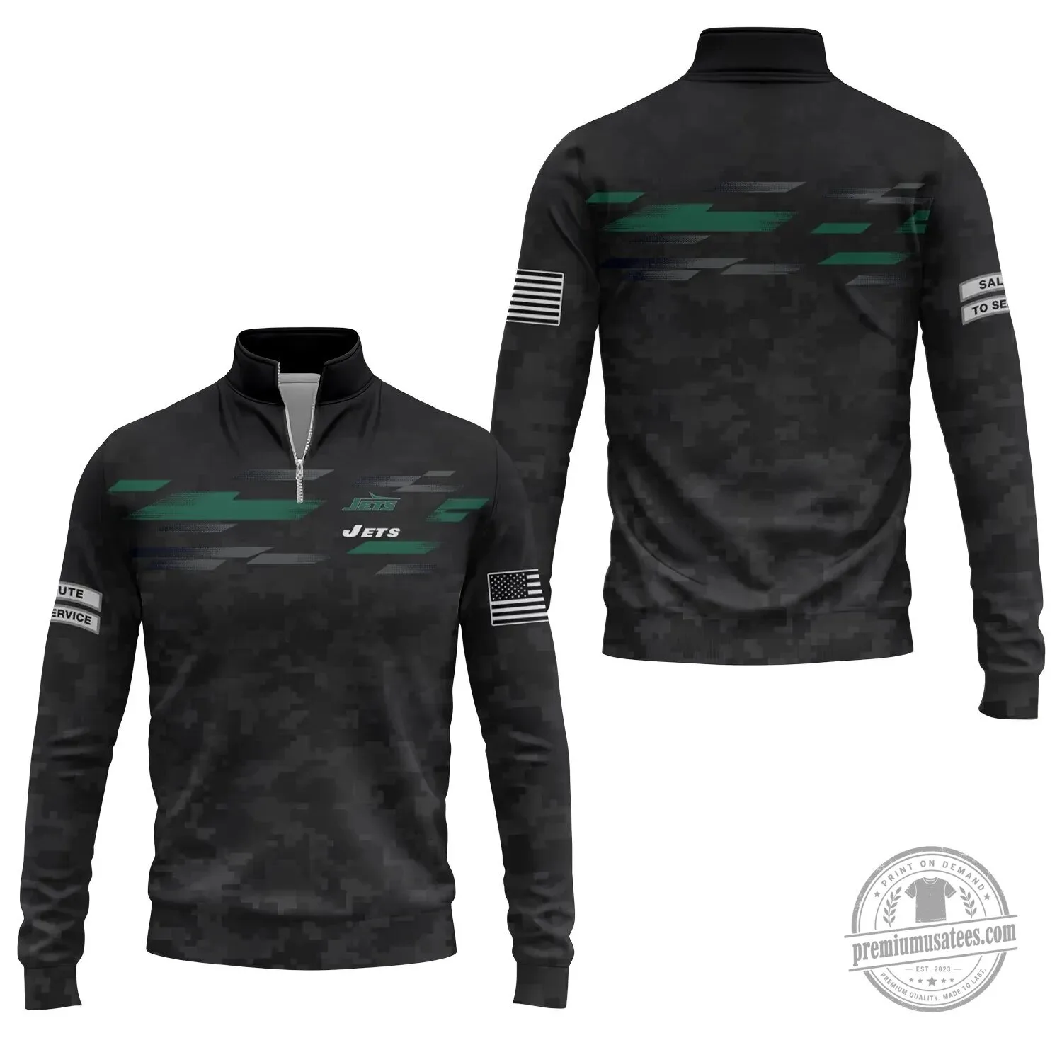New York Jets Salute To Service Quarter-Zip Pullover Sweatshirt 1 New York Jets Salute To Service Quarter-Zip Pullover Sweatshirt
