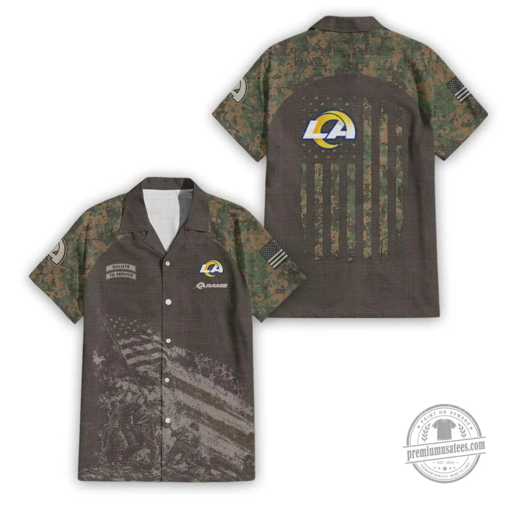 Military Camouflage Hawaiian Shirt for Salute To Service by Los Angeles Rams Military Camouflage Hawaiian Shirt for Salute To Service by Los Angeles Rams