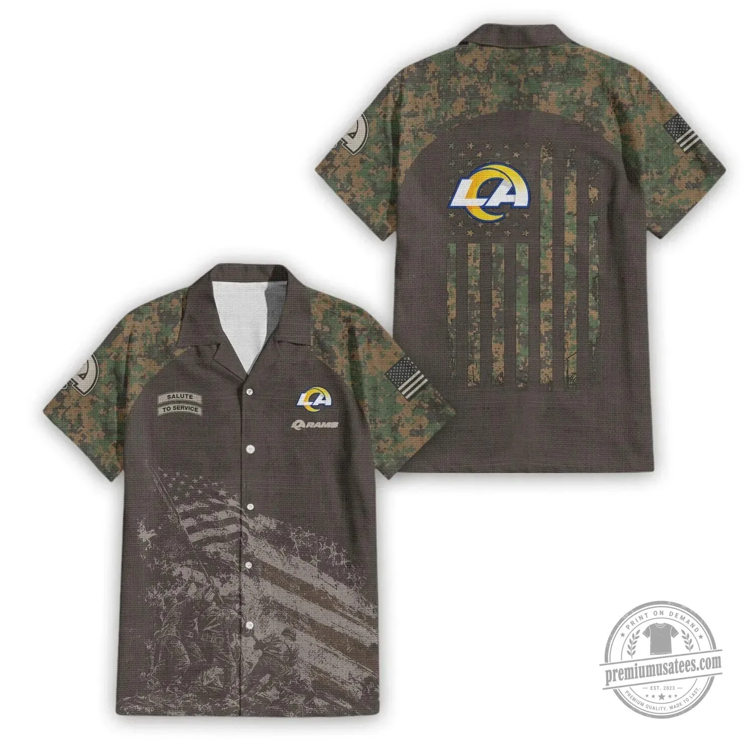 Military Camouflage Hawaiian Shirt for Salute To Service by Los Angeles Rams