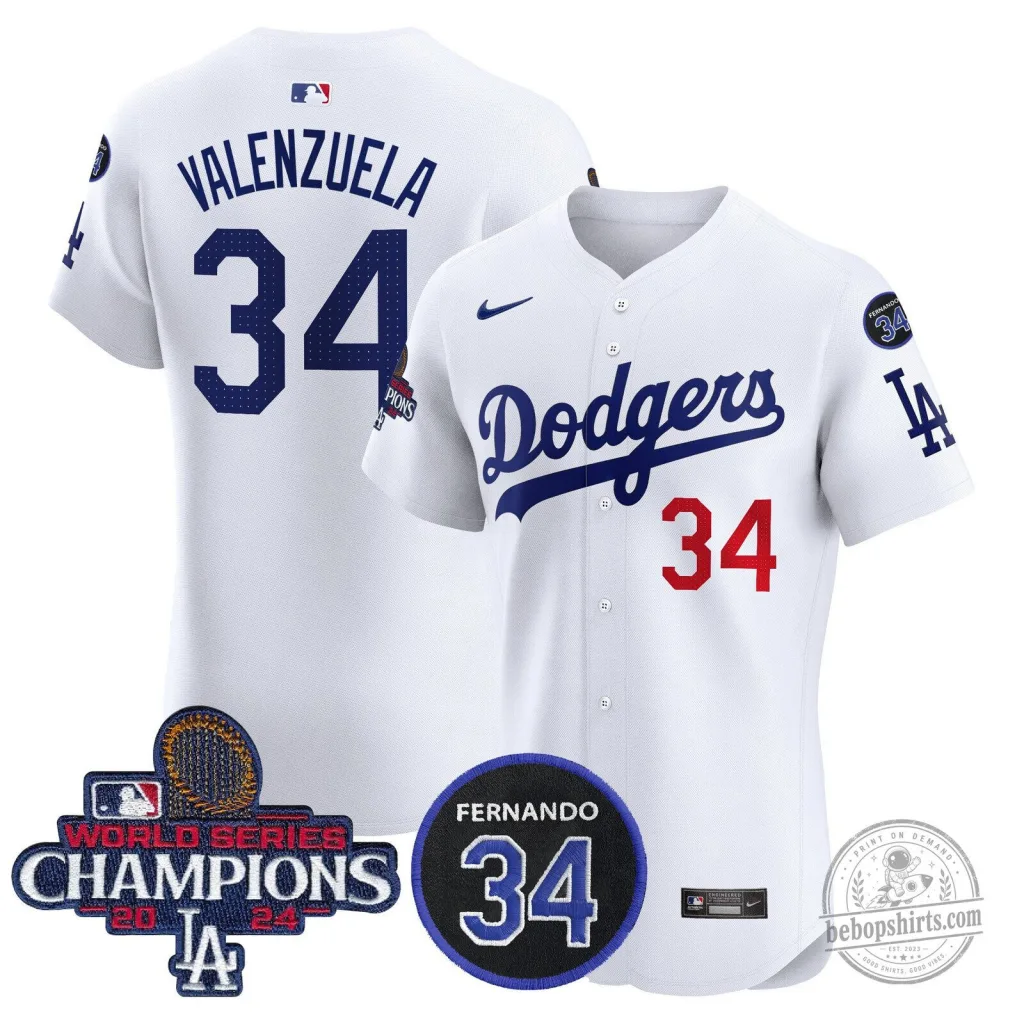 Los Angeles Dodgers Fernando Valenzuela World Series Champions Baseball Jersey Los Angeles Dodgers Fernando Valenzuela World Series Champions Baseball Jersey