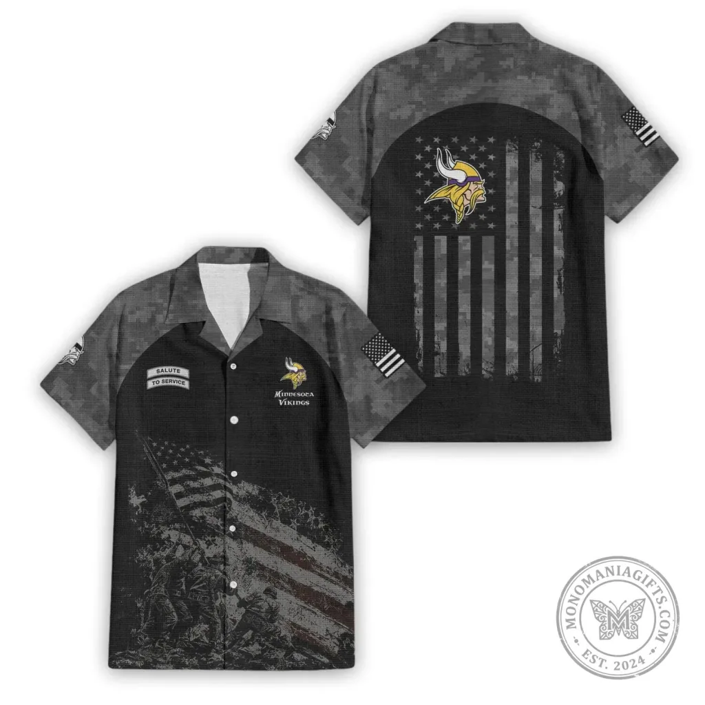 Minnesota Vikings Salute To Service American Flag Hawaiian Shirt Minnesota Vikings Salute To Service American Flag Hawaiian Shirt