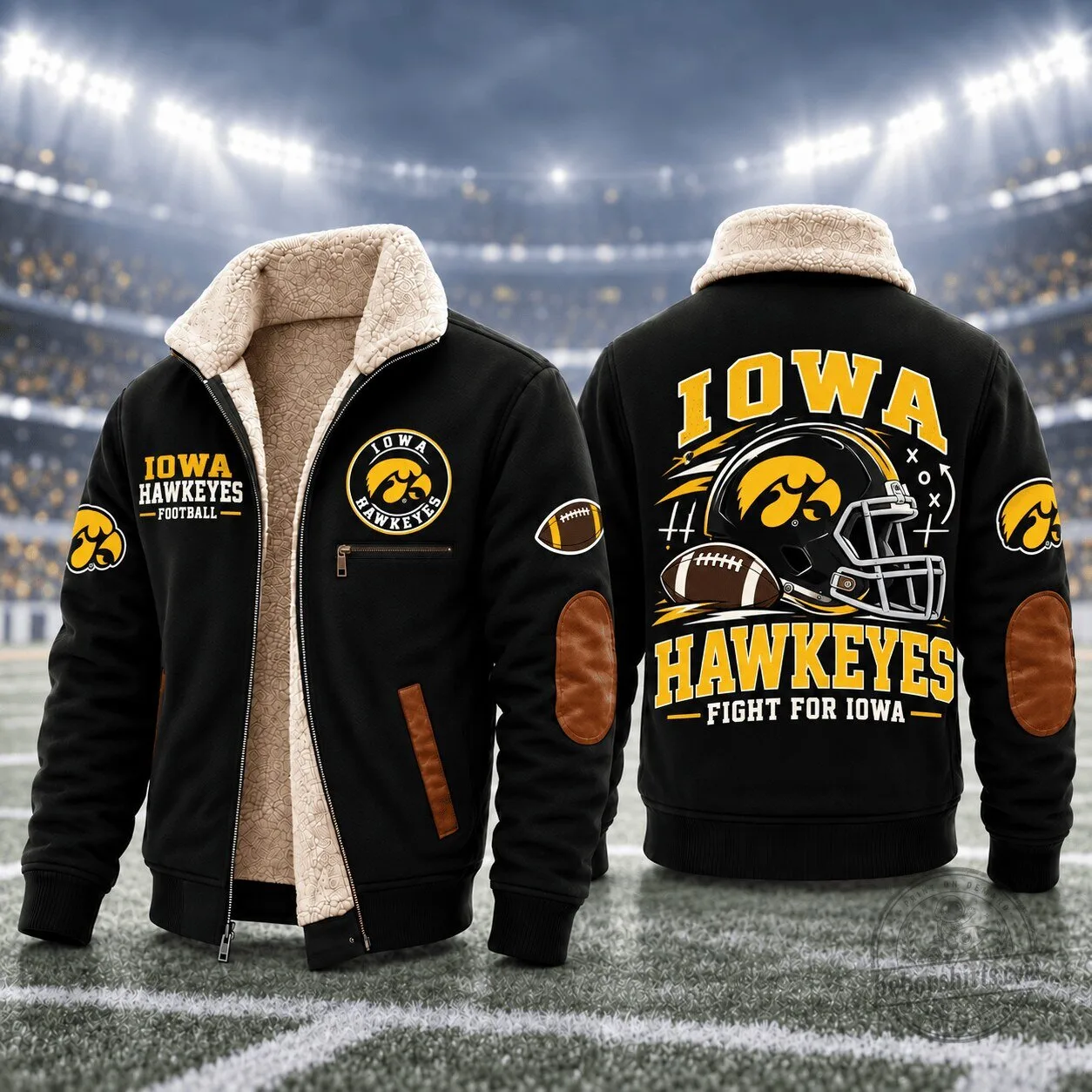 Iowa Hawkeyes Football Team Sherpa Lined Bomber Jacket
