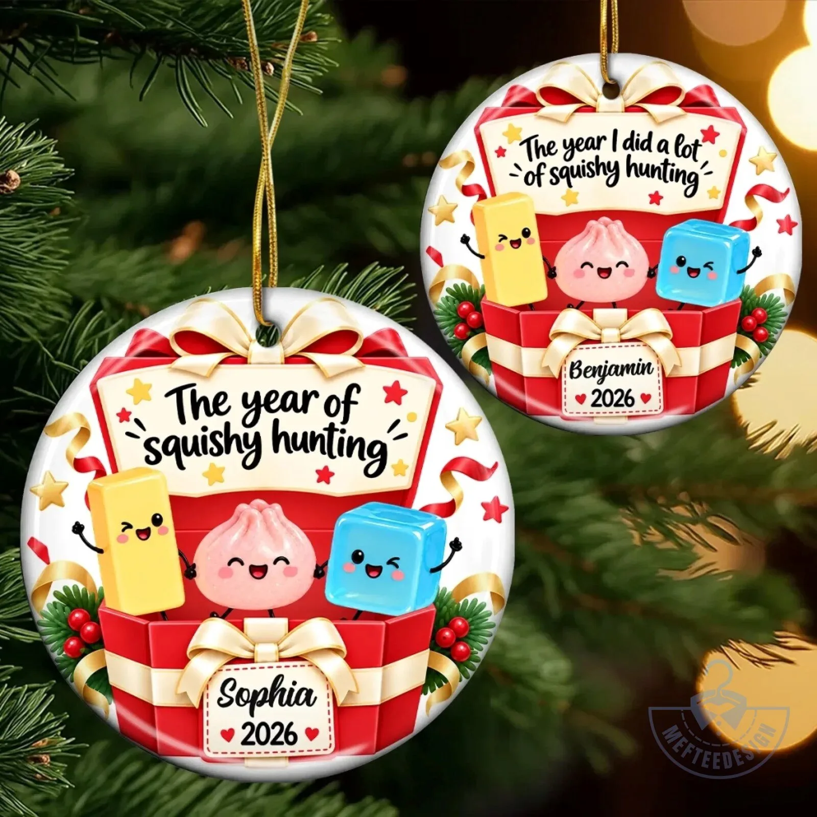 Personalized Squishy Hunting Christmas Holiday Ceramic Ornament 6 Personalized Squishy Hunting Christmas Holiday Ceramic Ornament