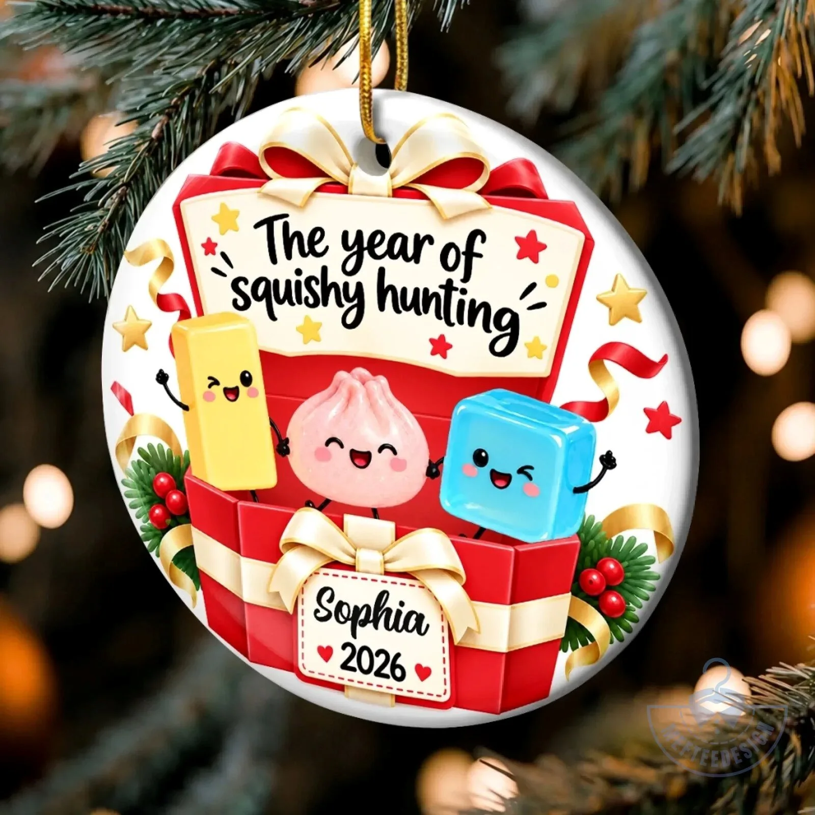 Personalized Squishy Hunting Christmas Holiday Ceramic Ornament 8 Personalized Squishy Hunting Christmas Holiday Ceramic Ornament