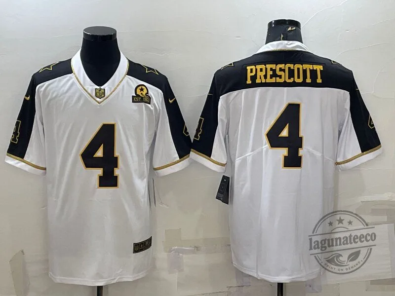 Dallas Cowboys Football Dak Prescott White Gold Limited Edition Jersey