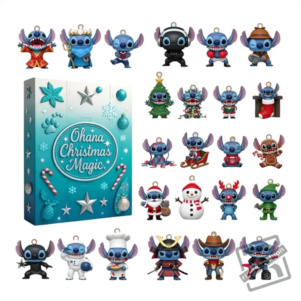 "Unique Advent Calendars: Alien, F1, and Personalized Christmas Gifts" 4 Alien Character Advent Calendar, 24 Blue Creature Ornaments, Christmas Countdown Gift
