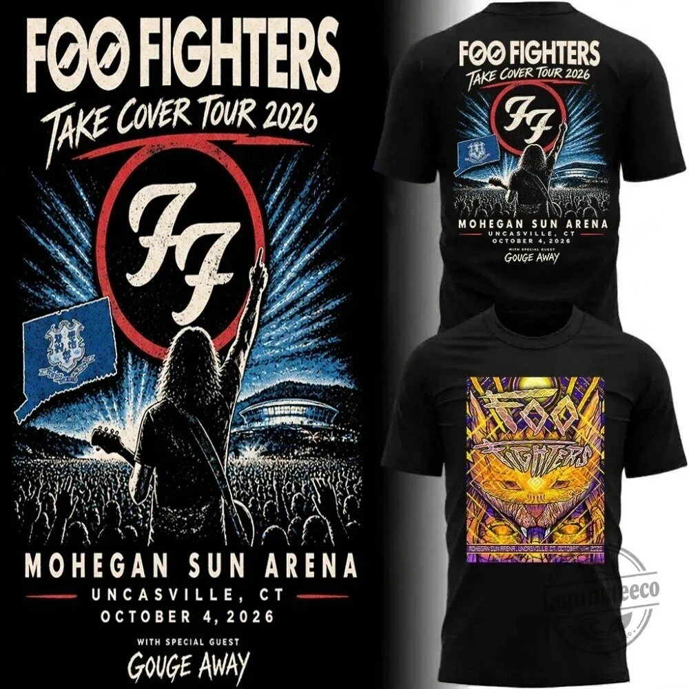 Black T-Shirt for 2026 Foo Fighters Take Cover Concert at Mohegan Sun Arena