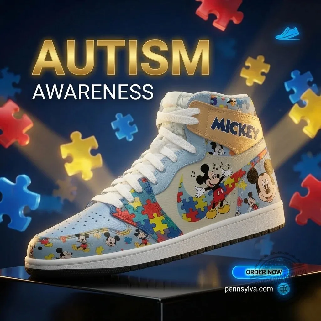 High Top Sneakers for Autism Awareness featuring Mickey Mouse 4 High Top Sneakers for Autism Awareness featuring Mickey Mouse