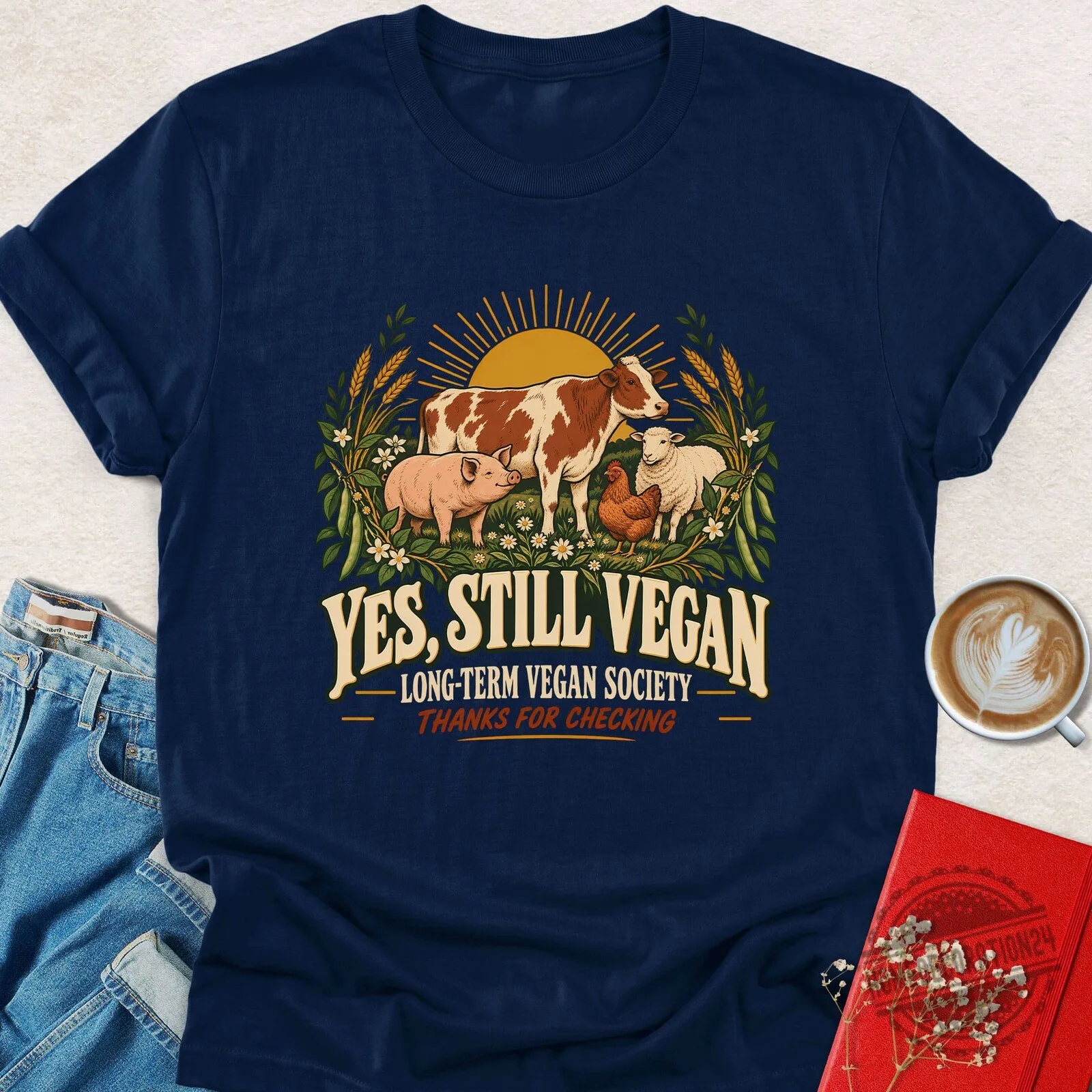 Yes Still Vegan Long Term Vegan Society Thanks For Checking T-Shirt 5 Yes Still Vegan Long Term Vegan Society Thanks For Checking T-Shirt