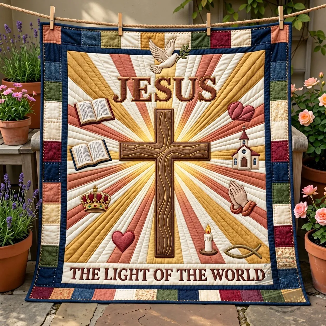Jesus The Light Of The World Christian Faith Quilted Blanket