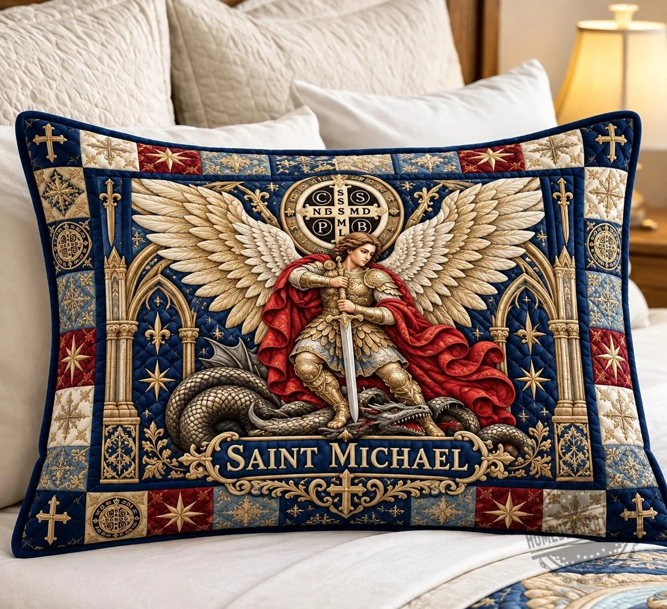 Saint Michael Dragon Slayer Religious Christian Decorative Pillow Case