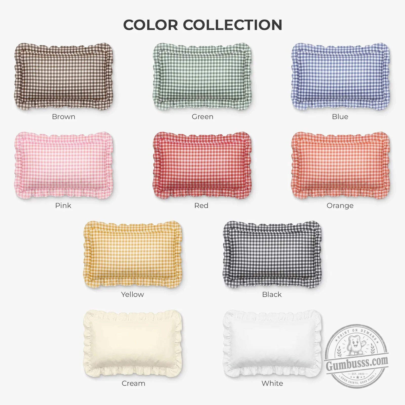 Personalized Mommy and Grandma's Garden Gingham Ruffle Pillow 11 Personalized Mommy and Grandma