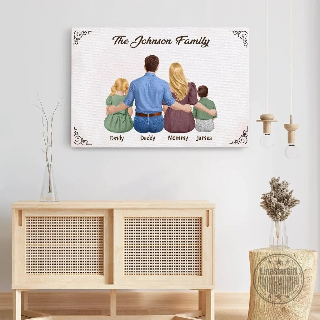 Personalized Family Portrait Canvas Wall Art with Custom Names 6 Personalized Family Portrait Canvas Wall Art with Custom Names