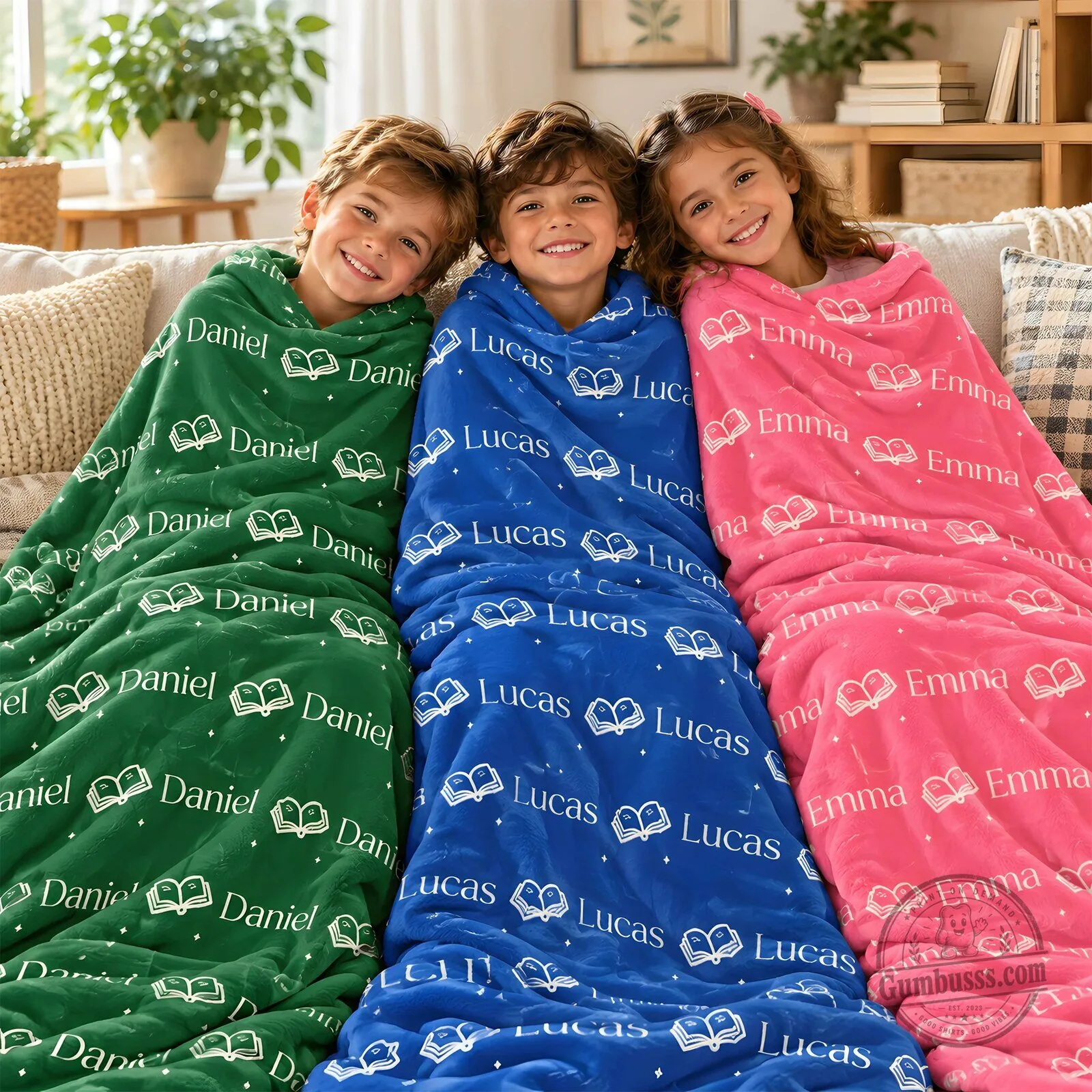 Personalized Book Pattern Custom Name Fleece Blanket