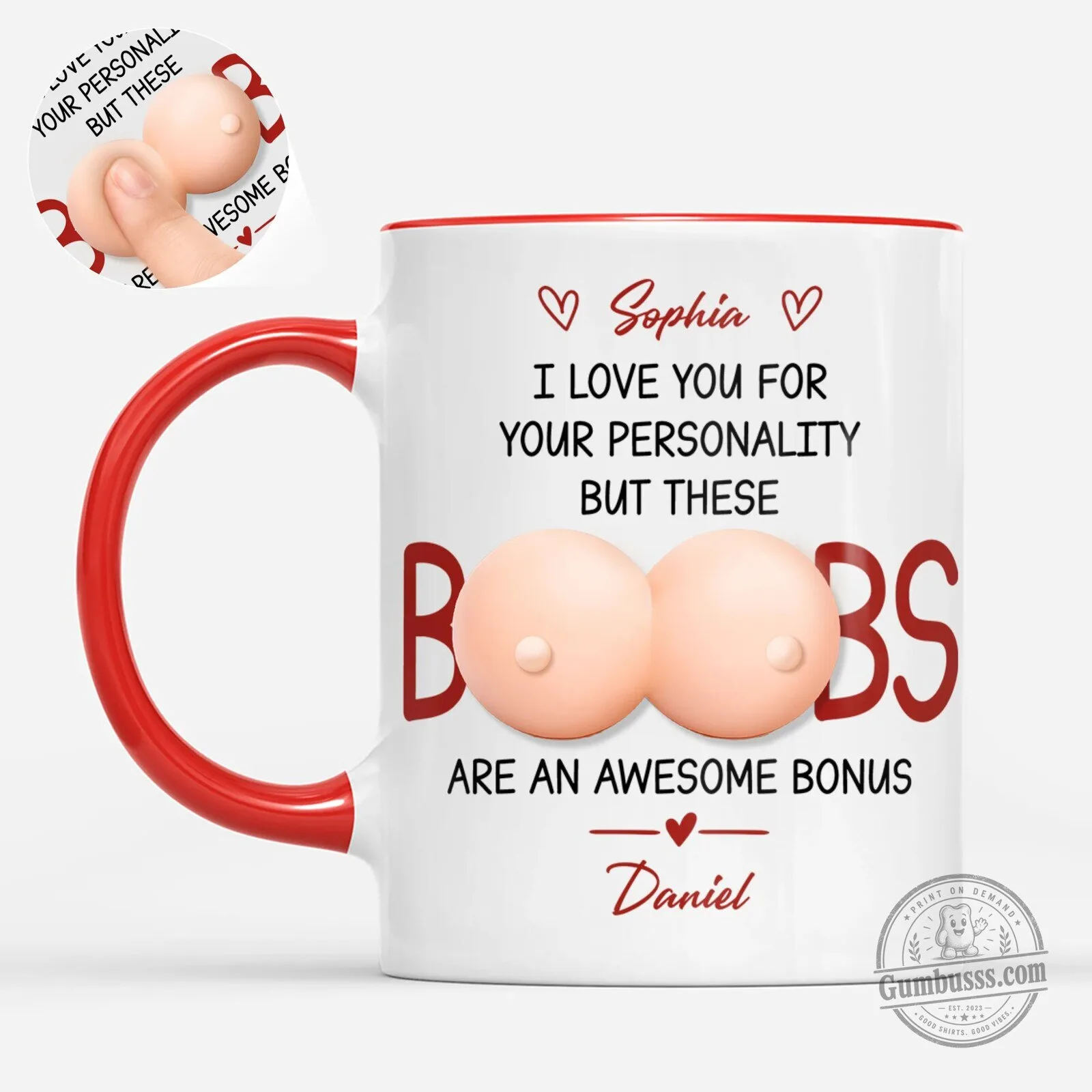 Funny Personalized Boobs Coffee Mug For Couples, Naughty Adult Humor Gift