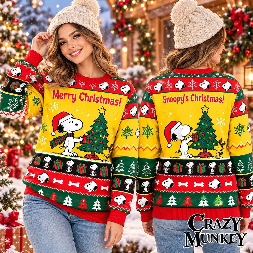Snoopy Woodstock Christmas Tree Ugly Christmas Sweater | Apparel