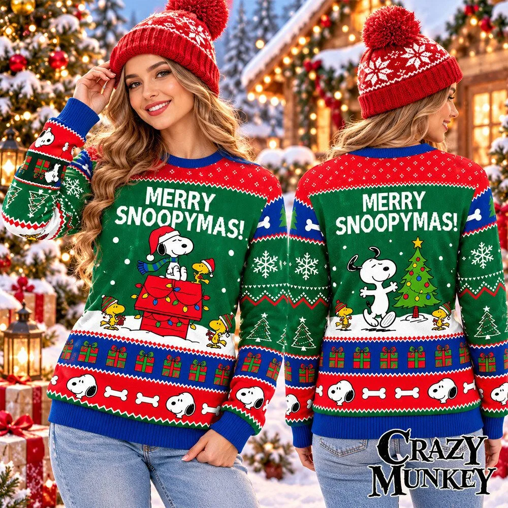 Snoopy Woodstock Merry Snoopymas Christmas Sweater | Apparel