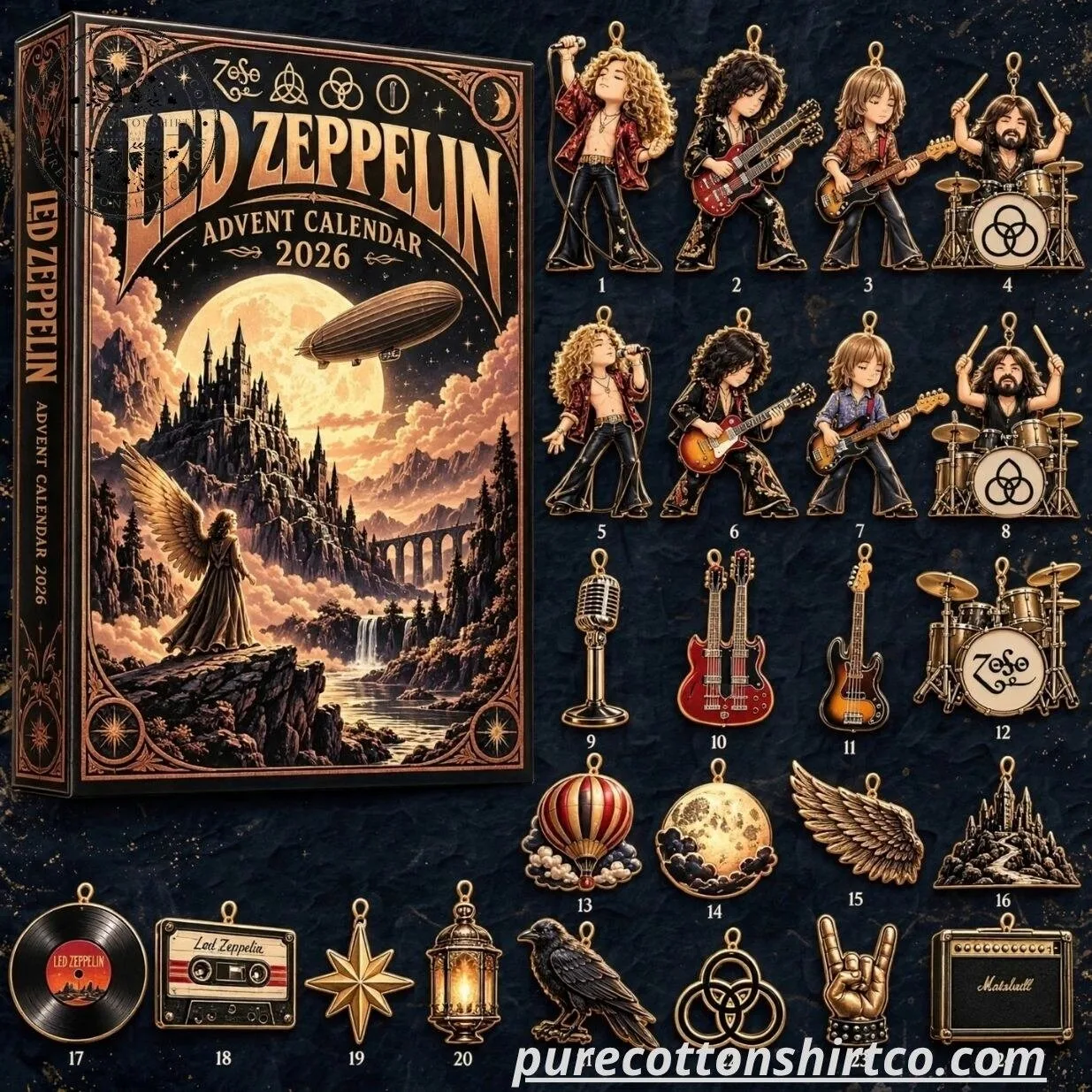 Led Zeppelin Advent Calendar 2026 – 24 Days Rock Band Mini Ornaments Box